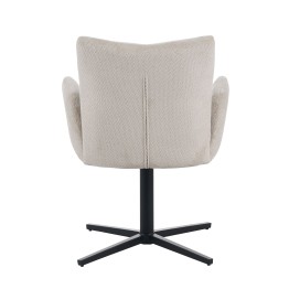 Modern 360° Swivel Armchair in Linen-Look Fabric with Spider Base