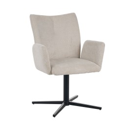 Modern 360° Swivel Armchair in Linen-Look Fabric with Spider Base