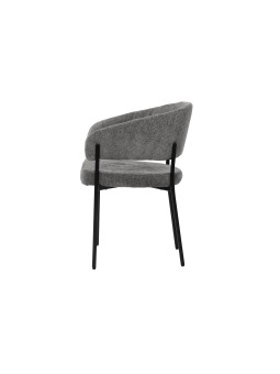 Chaise Minimaliste en Tissu Aspect Lin Premium avec Structure Métallique