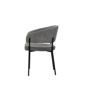 Chaise Minimaliste en Tissu Aspect Lin Premium avec Structure Métallique