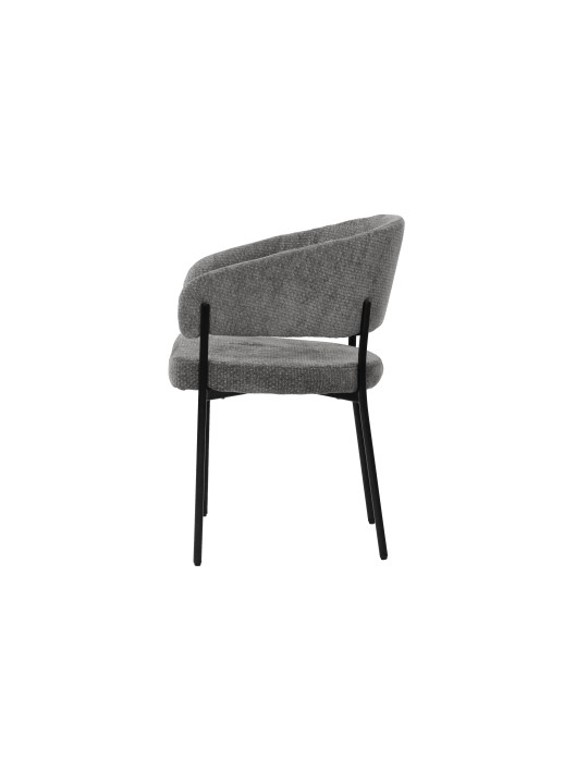 Minimalist Chair with Premium Linen-Look Fabric and Black Metal Frame