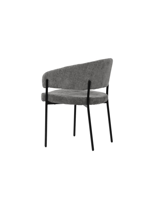 Minimalist Chair with Premium Linen-Look Fabric and Black Metal Frame