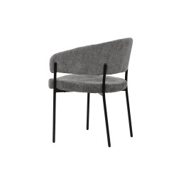 Minimalist Chair with Premium Linen-Look Fabric and Black Metal Frame