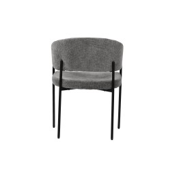 Minimalist Chair with Premium Linen-Look Fabric and Black Metal Frame