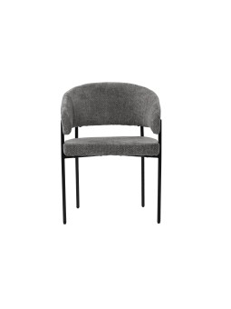 Minimalist Chair with Premium Linen-Look Fabric and Black Metal Frame