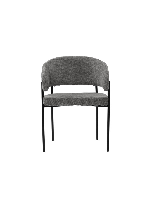 Minimalist Chair with Premium Linen-Look Fabric and Black Metal Frame