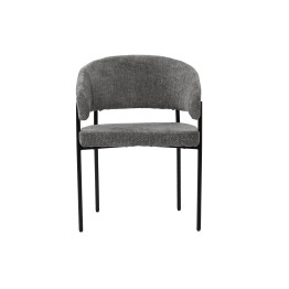 Minimalist Chair with Premium Linen-Look Fabric and Black Metal Frame