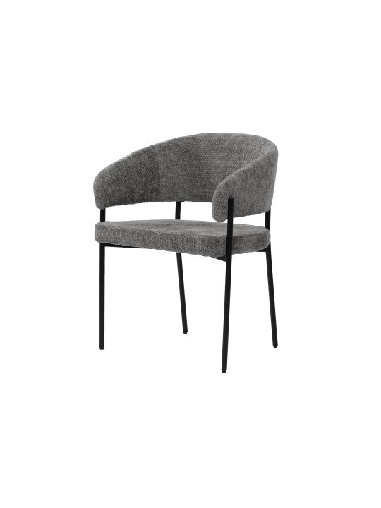 Minimalist Chair with Premium Linen-Look Fabric and Black Metal Frame