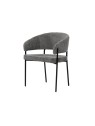 Minimalist Chair with Premium Linen-Look Fabric and Black Metal Frame
