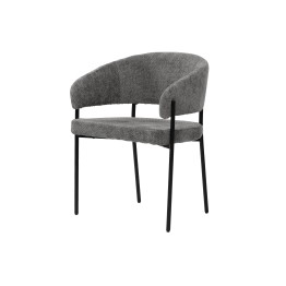 Minimalist Chair with Premium Linen-Look Fabric and Black Metal Frame
