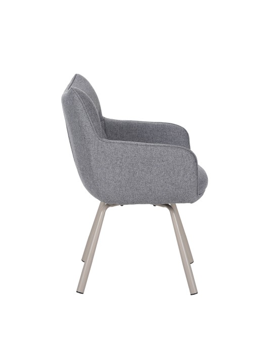 Modern Swivel Armchair – 360° Rotation, Textured Fabric Upholstery & Star-Shaped Metal Base