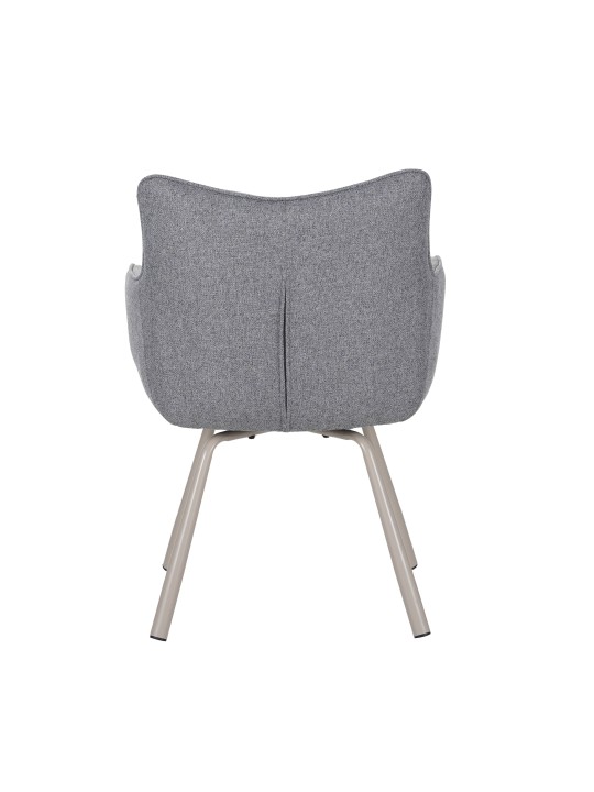 Modern Swivel Armchair – 360° Rotation, Textured Fabric Upholstery & Star-Shaped Metal Base
