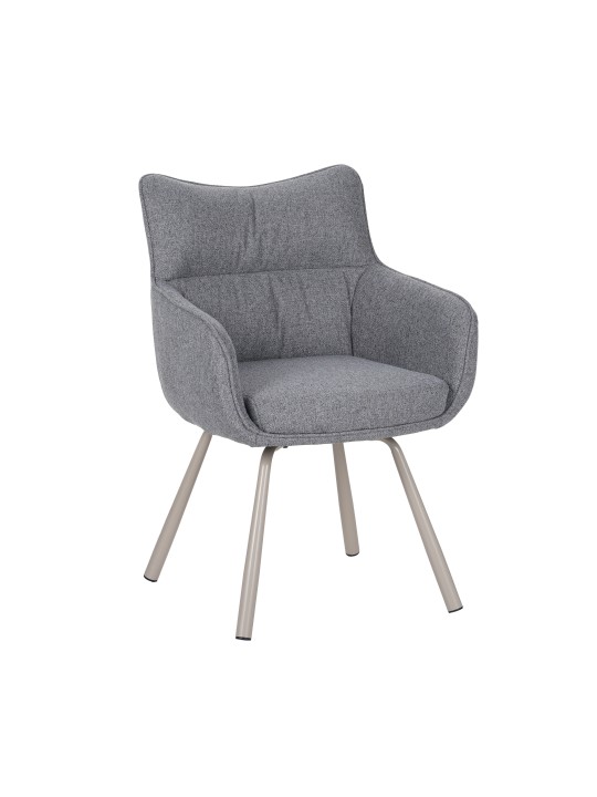 Modern Swivel Armchair – 360° Rotation, Textured Fabric Upholstery & Star-Shaped Metal Base