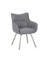 Modern Swivel Armchair – 360° Rotation, Textured Fabric Upholstery & Star-Shaped Metal Base