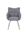 Modern Swivel Armchair – 360° Rotation, Textured Fabric Upholstery & Star-Shaped Metal Base