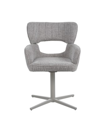 Modern 360° Swivel Office Chair with Textured Fabric Upholstery and Cut-Out Backrest