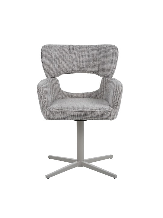 Modern 360° Swivel Office Chair with Textured Fabric Upholstery and Cut-Out Backrest