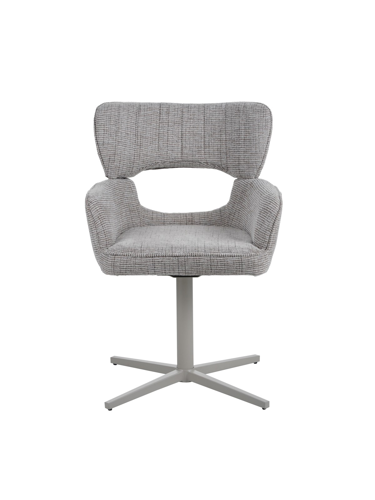 Modern 360° Swivel Office Chair with Textured Fabric Upholstery and Cut-Out Backrest