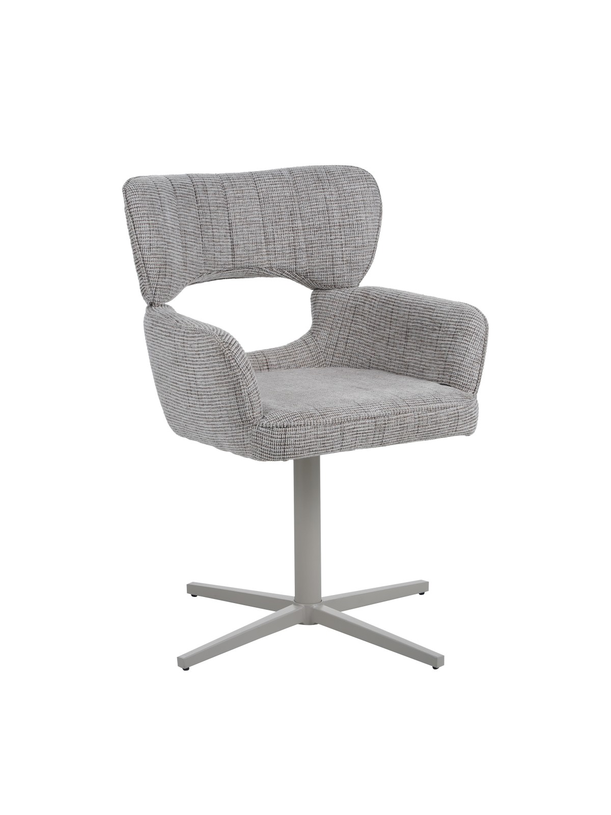 Modern 360° Swivel Office Chair with Textured Fabric Upholstery and Cut-Out Backrest
