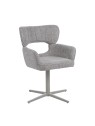 Modern 360° Swivel Office Chair with Textured Fabric Upholstery and Cut-Out Backrest