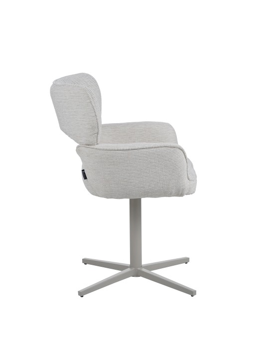 Modern 360° Swivel Office Chair with Textured Fabric Upholstery and Cut-Out Backrest