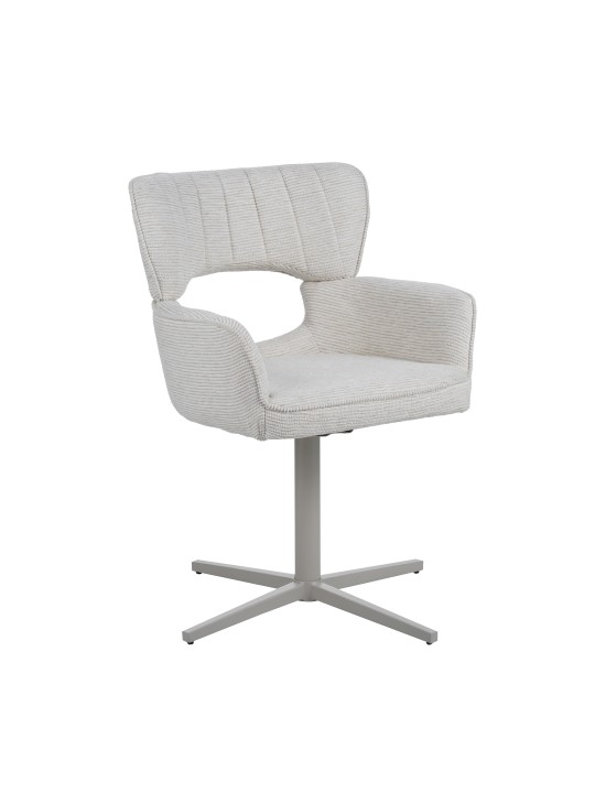 Modern 360° Swivel Office Chair with Textured Fabric Upholstery and Cut-Out Backrest