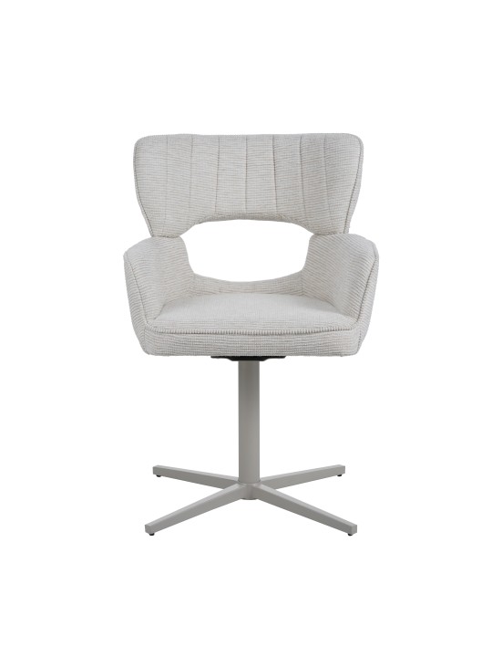 Modern 360° Swivel Office Chair with Textured Fabric Upholstery and Cut-Out Backrest