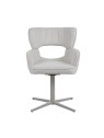 Modern 360° Swivel Office Chair with Textured Fabric Upholstery and Cut-Out Backrest