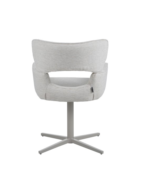 Modern 360° Swivel Office Chair with Textured Fabric Upholstery and Cut-Out Backrest